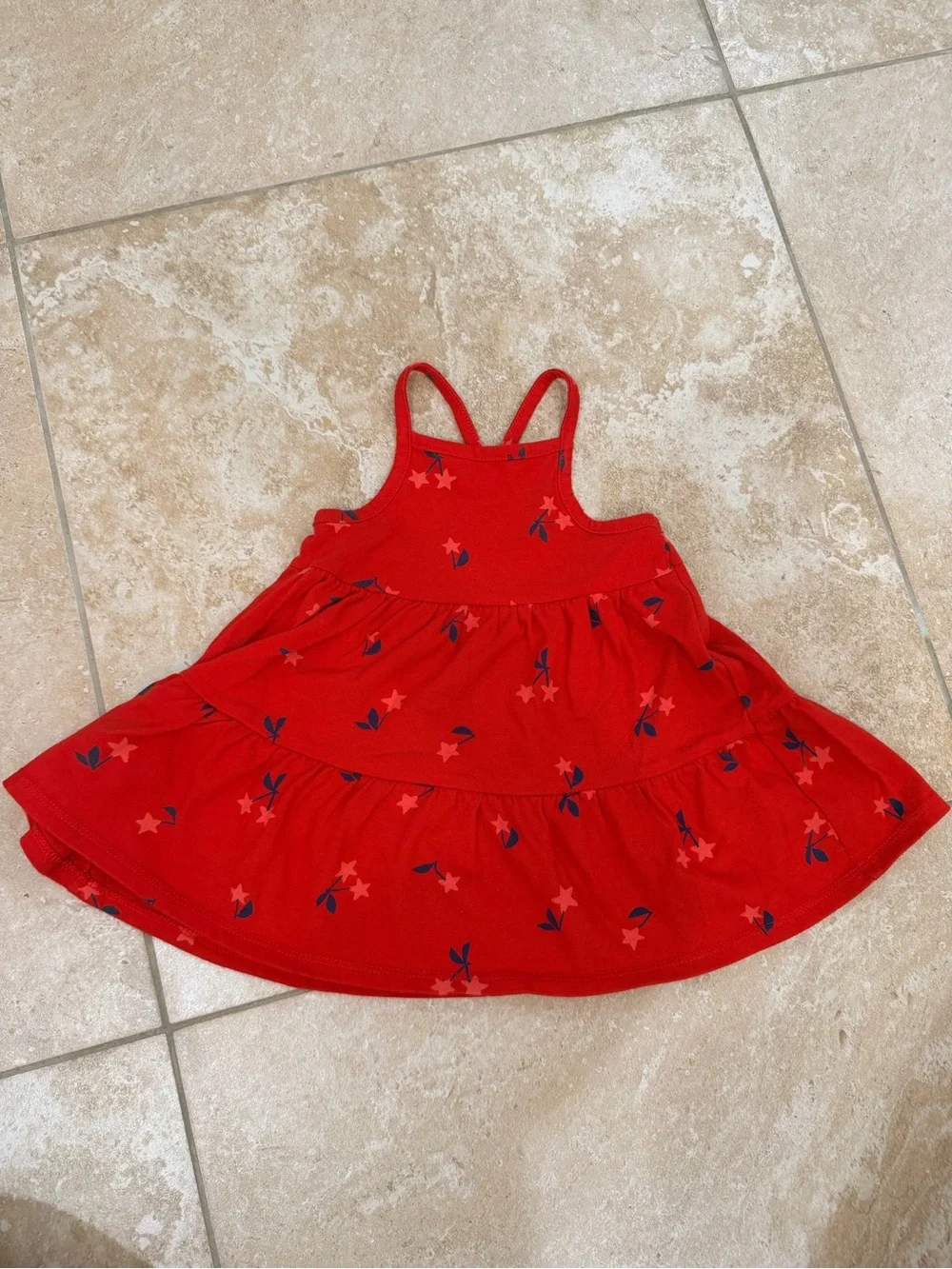Red “Cherry” Star-Print Tiered Girl’a Sundress